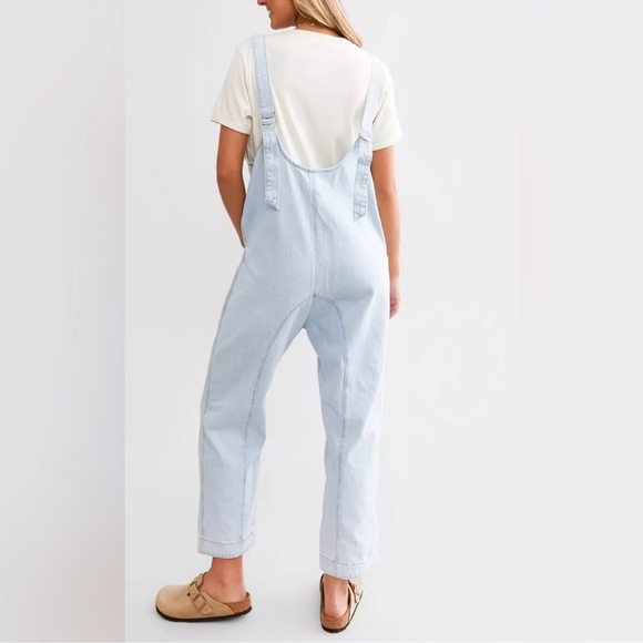 We the free free people High Roller Overall Denim Jumpsuit Size Large - Picture 3 of 10